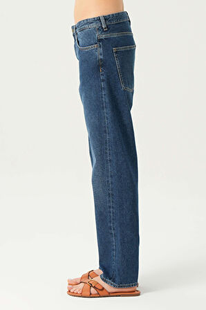 Koyu Mavi Düşük Bel Patı Fermuarlı Slim Fit Jean Pantolon  C 4934-006