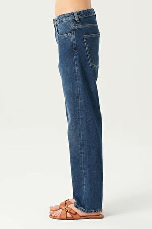 Koyu Mavi Düşük Bel Patı Fermuarlı Slim Fit Jean Pantolon  C 4934-006