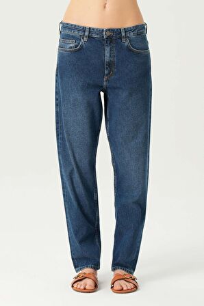 Koyu Mavi Düşük Bel Patı Fermuarlı Slim Fit Jean Pantolon  C 4934-006