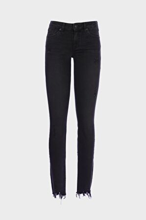 Naomi Siyah Normal Bel Paçası Kesikli Patı Fermuarlı Jean Pantolon C 4526-060