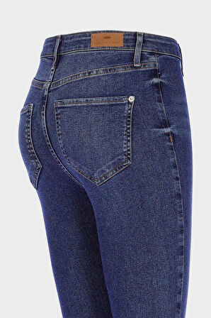 Judy Koyu Mavi Yüksek Bel Patı Fermuarlı Skinny Fit Jean Pantolon C 4521-239
