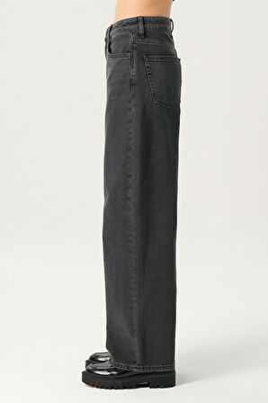 Antrasit Normal Bel Patı Fermuarlı Loose Fit Jean Pantolon C 4809-008