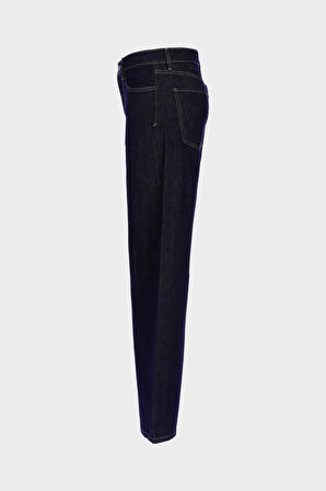 Weslie Koyu Mavi Yüksek Bel Patı Fermarlı Wideleg Jean Pantolon C 4530-205