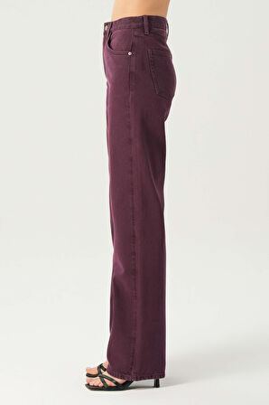 Diana Mürdüm Yüksel Bel Patı Fermuarlı Dad Straight Fit Pantolon C 4517-113