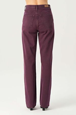 Diana Mürdüm Yüksel Bel Patı Fermuarlı Dad Straight Fit Pantolon C 4517-113