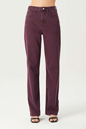 Diana Mürdüm Yüksel Bel Patı Fermuarlı Dad Straight Fit Pantolon C 4517-113