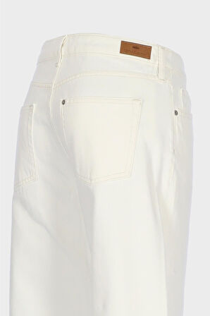 Ekru Normal Bel Patı Düğmeli Loose Fit Jean Pantolon C 4934-019