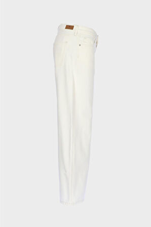 Ekru Normal Bel Patı Düğmeli Loose Fit Jean Pantolon C 4934-019