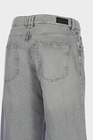 Weslie Gri Normal Bel Wideleg Patı Fermuarlı Jean Pantolon C 4530-209
