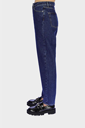 Ariana Orta Mavi Yüksek Bel Patı Fermuarlı Mom Jean Pantolon C 4525-185
