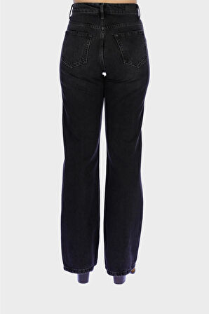 Antrasit Yüksek Bel Regular Bootcut Patı Fermuarlı Jean Pantolon C 6001-005