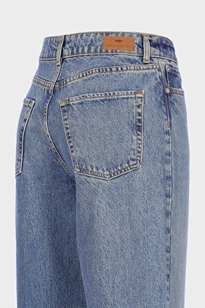 Weslie Açık Mavi Yüksek Bel Patı Fermuarlı Wideleg Jean Pantolon C 4530-218