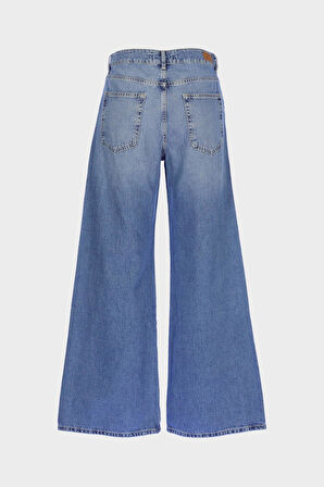 Weslie Açık Mavi Yüksek Bel Patı Fermuarlı Wideleg Jean Pantolon C 4530-212
