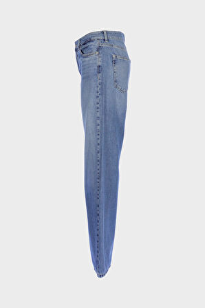 Weslie Açık Mavi Yüksek Bel Patı Fermuarlı Wideleg Jean Pantolon C 4530-212