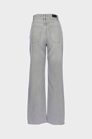 Eliza Gri Yüksek Bel Patı Fermuarlı Jean Pantolon C 4518-117