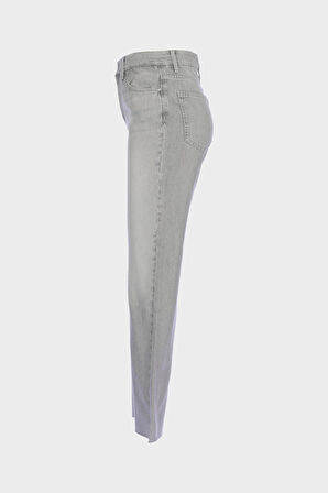 Eliza Gri Yüksek Bel Patı Fermuarlı Jean Pantolon C 4518-117
