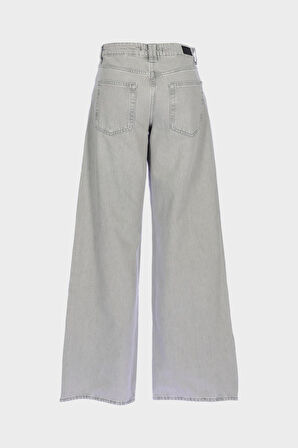 Weslie Gri Yüksek Bel Patı Fermuarlı Wideleg Jean Pantolon C 4871-005