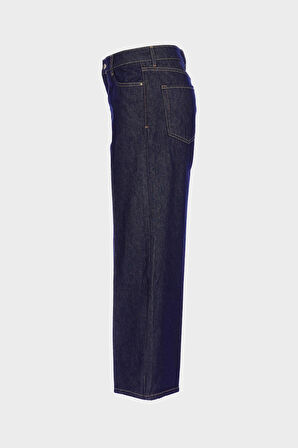 Koyu Mavi Yüksek Bel Patı Fermuarlı Straight Fit Jean Pantolon C 4889-005