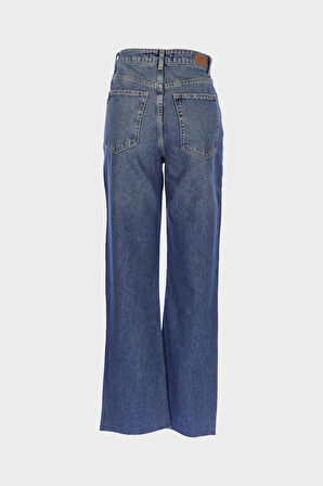 Açık Mavi Yüksek Bel Patı Fermuarlı Paçası Kesikli Slim Fit Jean Pantolon C 4890-005