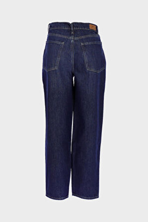 Ariana Koyu Mavi Yüksek Bel Patı Fermuarlı Mom Fit Jean Pantolon C 4934-021
