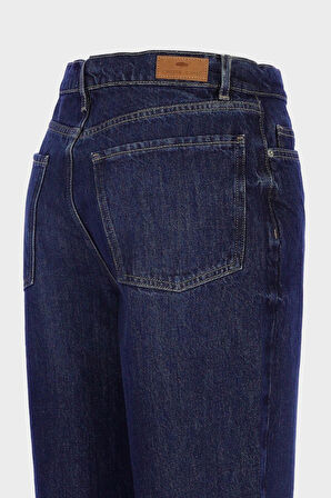 Ariana Koyu Mavi Yüksek Bel Patı Fermuarlı Mom Fit Jean Pantolon C 4934-021