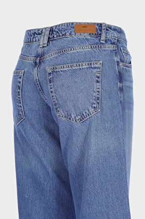 Weslie Açık Mavi Yüksek Bel Patı Fermuarlı Wideleg Jean Pantolon C 4530-109