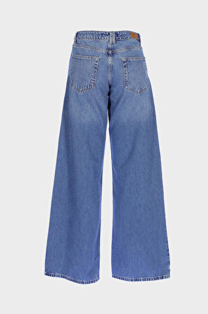 Weslie Açık Mavi Yüksek Bel Patı Fermuarlı Wideleg Jean Pantolon C 4530-109