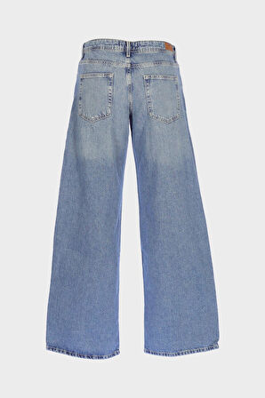 Weslie Açık Mavi Normal Bel Patı Fermuarlı Wideleg Jean Pantolon C 4530-110