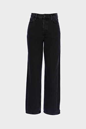 Antrasit Yüksek Bel Paçası Dönen Patı Düğmeli Loose Fit Jean Pantolon C 4809-010