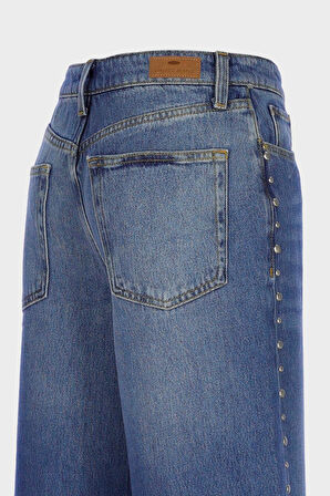 Weslie Açık Mavi Yüksek Bel Fermuarlı Taş Detaylı Jean Pantolon C 4530-223