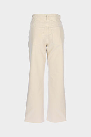 Ekru Yüksek Bel Slim Fit Patı Fermuarlı Jean Pantolon C 5529-005