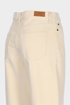 Ariana Ekru Yüksek Bel Patı Fermuarlı Mom Jean Pantolon C 4525-190