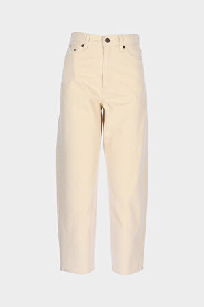 Ariana Ekru Yüksek Bel Patı Fermuarlı Mom Jean Pantolon C 4525-190