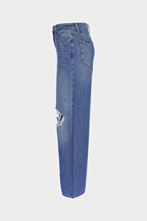 Weslie Açık Mavi Yüksek Bel Fermuarlı Yırtıklı Jean Pantolon C 4530-224