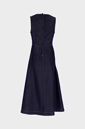 Koyu Mavi Kolsuz Kuplu Maxi Jean Elbise C 4676-068