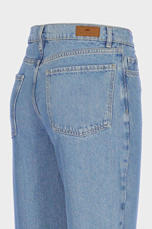 Açık Mavi Yüksek Bel Barrel Fit Patı Fermuarlı Jean Pantolon C 4934-024