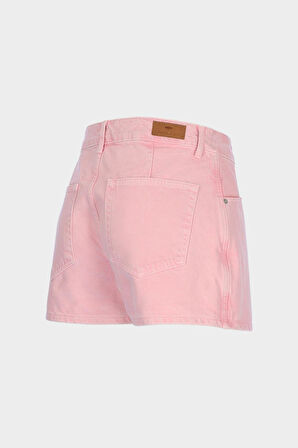 Pembe Yüksek Bel Jean Şort Etek C 4534-110