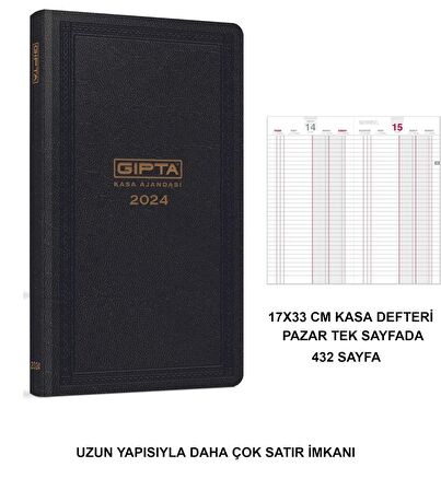 2024 Kasa Ajandası -UZUN ,432 SAYFA-PAZAR Günü Ayrı