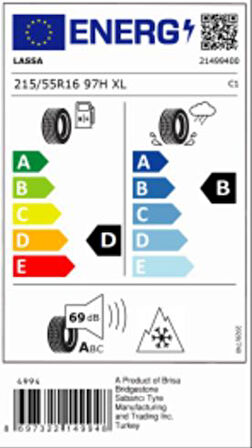 Lassa 215/55 R16 97H XL Snoways 4 Oto Kış Lastiği (Üretim:2024)
