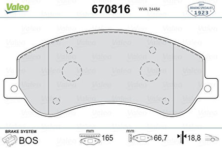 Vag On Fren Balatası Amarok Transıt V347 06> (arka Ceker) Fisli - Valeo 670816