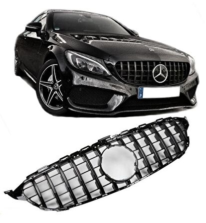Mercedes w205 gtr ön panjur ızgara seti siyah 2014 / 2018 c serisi