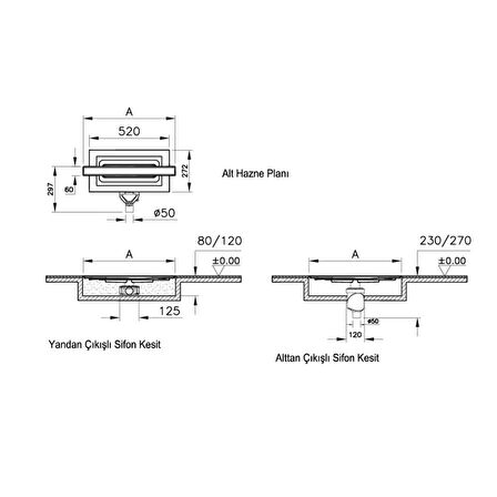 VitrA 59980476000 Eco-Flow V-Flow Dk100 40 Cm Duş Kanalı,Mat Krom Yandan