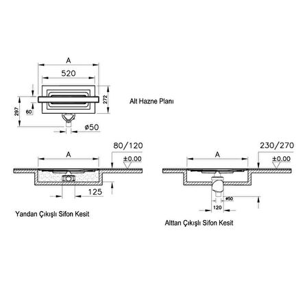 VitrA 59980477000 Eco Flow DK100 40cm Duş Kanalı, Mat Krom Alttan - 5702033