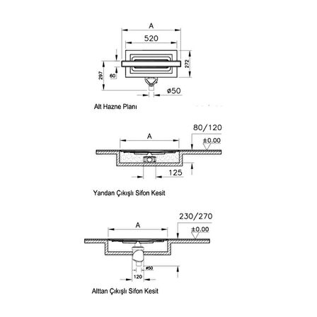 VitrA 59980480000 Eco-Flow V-Flow Dk100 60 Cm Duş Kanalı,Mat Krom Yandan