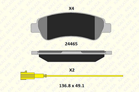 Fiat Arka Fren Balatası Boxer III Jumper III Ducato III 12> Fisli - Kale B 24465 190 05 Ans