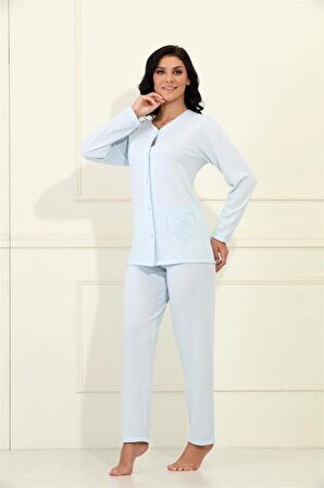 etoile 4 Düğmeli Uzun Kol %100 Pamuk Pijama Takımı / 98045