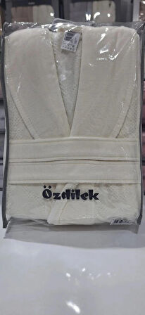 Özdilek Seri Sonu Pvc Çantalı Tekli Bornoz %100 Pamuk M Beden Krem