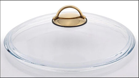 28 CM PAŞABAHÇE PAYREX CAM KAPAK (GOLD KULP)