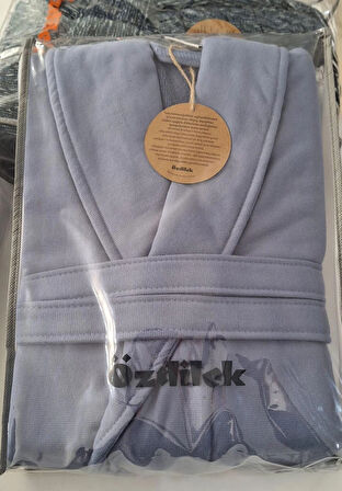 Seri Sonu Pvc Çantalı Tekli Bornoz %100 Pamuk Xl Beden Mavi