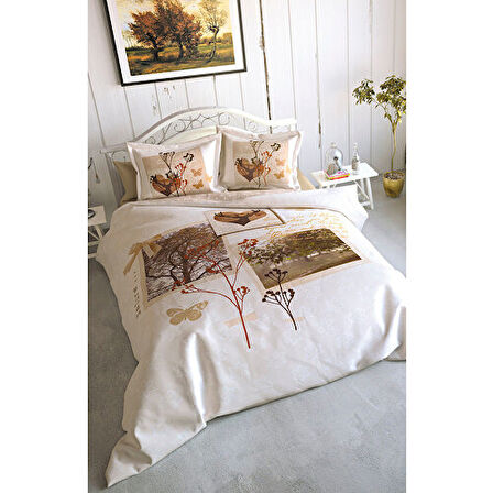 Özdilek Art 3D Çift Kişilik Nevresim Takımı Bej Love Winter